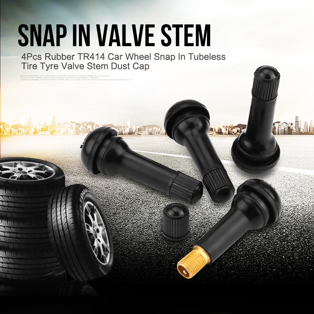 Riseuvo 5pcs TR414 Tire Valve Stem Rubber Snap-in Valves Tubeless Valve Stems Suit for 0.453 inch Rim Holes on Standard Vehicle Tires 