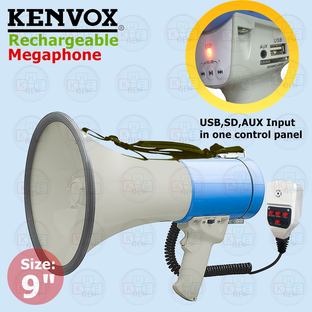 Kenvox Rechargeable USB/SD Slot Megaphone with Siren ER-2501