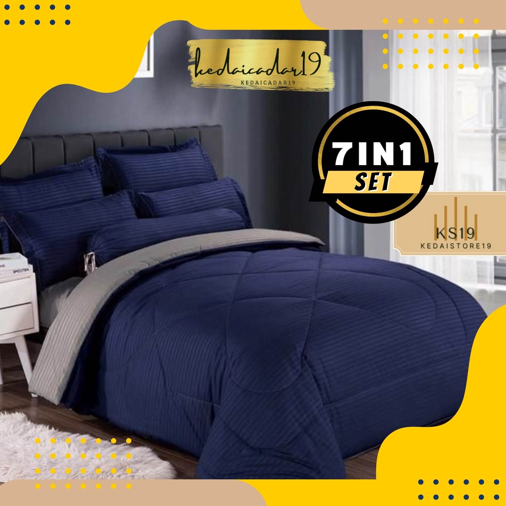 [HOT SELLING]CADAR HOTEL PREMIUM QUALITY 100% 7 IN 1 FITTED BEDSHEET WITH COMFORTER (QUEEN/KING)