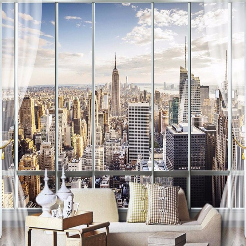 Photo Wallpaper Custom 3D Stereo Latest Outside The Window New York City  Landscape Wall Mural Office Living Room Decor W | Shopee Malaysia