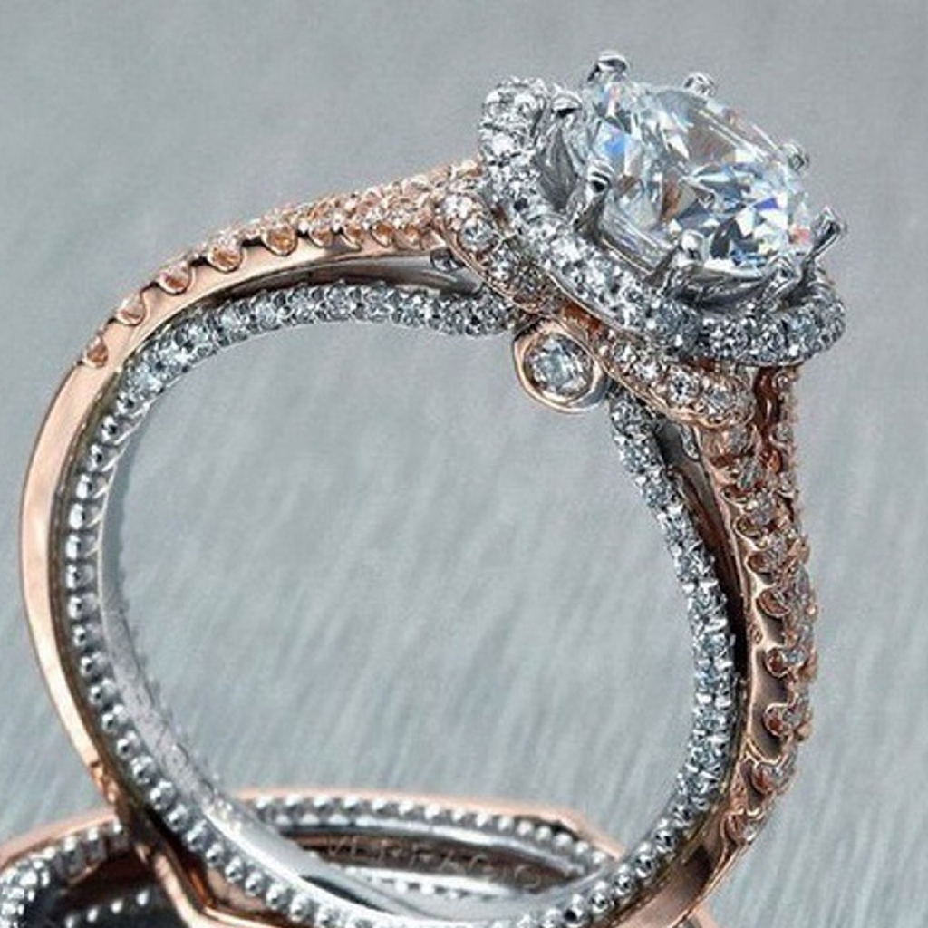Women 925 Silver White Topaz Gemstone Ring Engagement Wedding Jewelry Size 6-10