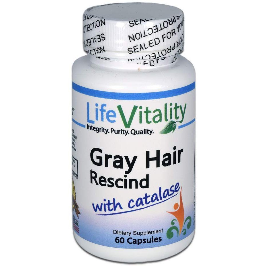 Gray Hair Rescind by Life Vitality Makes Gray Hair Go Away, 60 caps,  Catalase, Saw Palmetto, More, Helps Stop, Prevent Gray Hair, Restores  Natural Hair Color, Promotes Thick, Healthy Hair, Non-GMO |