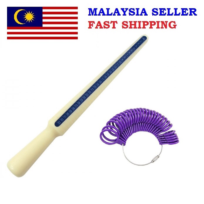 Plastic Ring Sizer Stick Ring Measuring Stick + Finger Ring Sizing Measuring Loop / Pengukur Cincin - Pengukur Saiz Jari