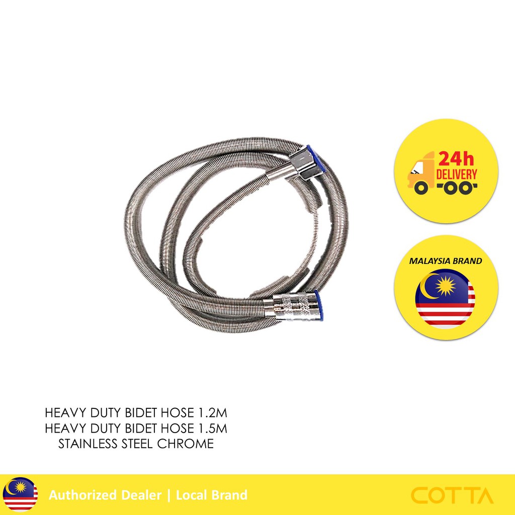 COTTA HEAVY DUTY BIDET HOSE STAINLESS STEEL CHROME [READY STOCK