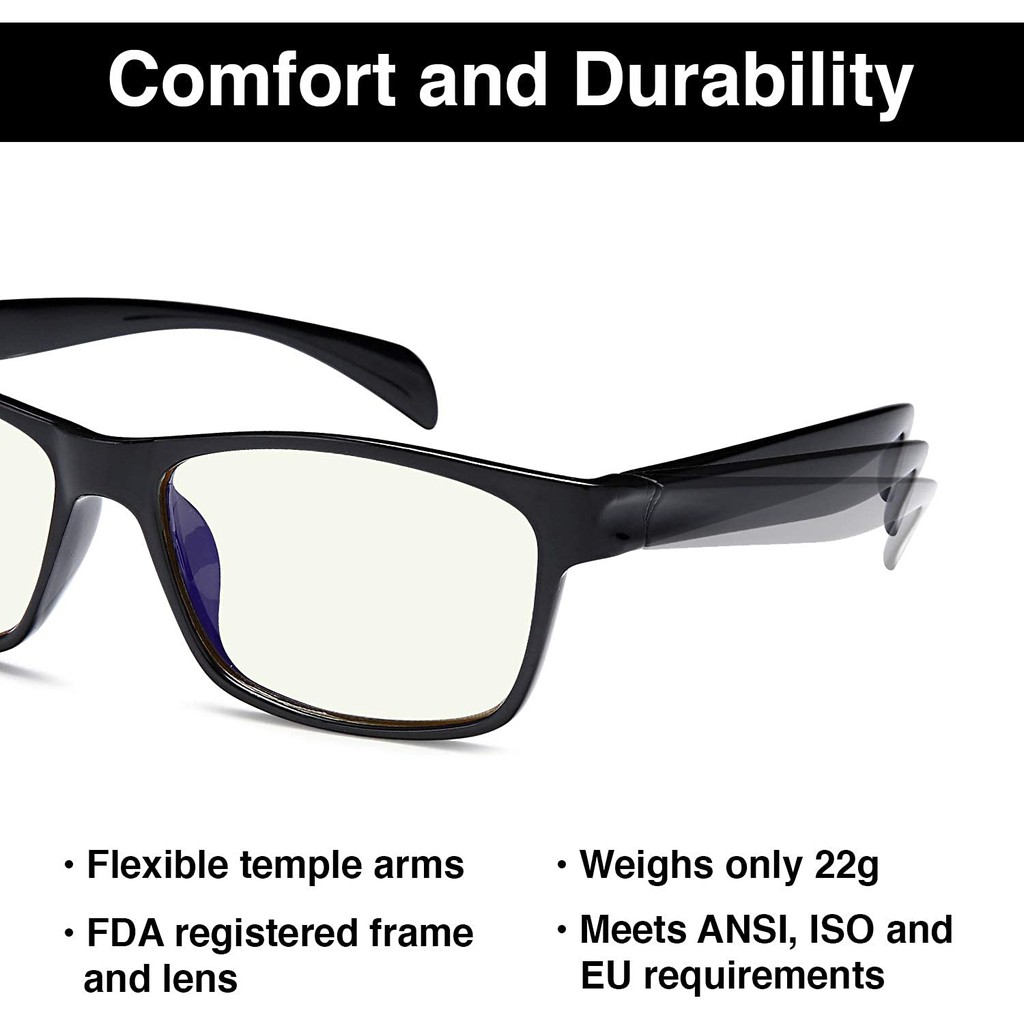 Gamma Ray Computer Blue Light Blocking Gaming Reading Glasses w/ Amber Tint and Anti Glare UV Digital Eyestrain 