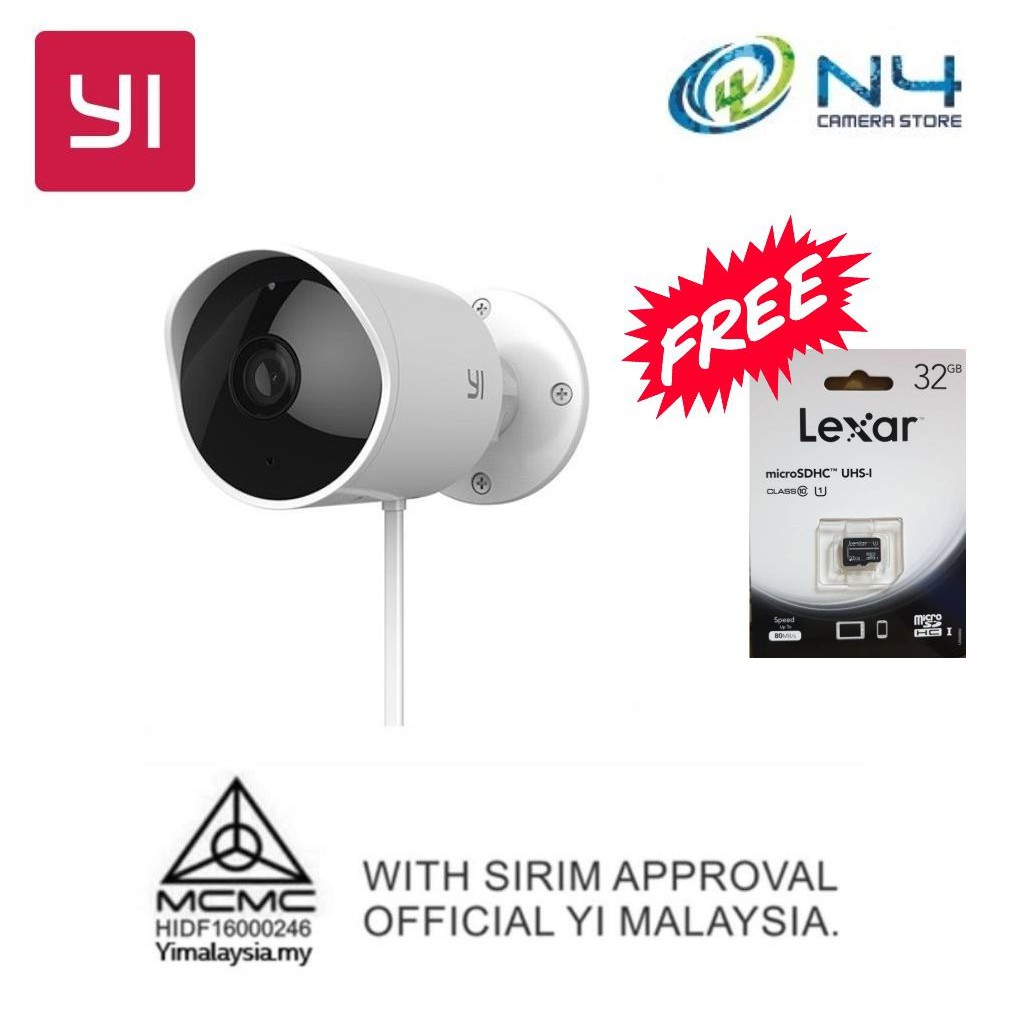 Yi Outdoor Camera 1080P + Micro 32GB Memory Card (Original Yi Malaysia Warranty + International