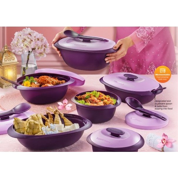 Tupperware Purple Royale Serveware Set (3 or 4pc) with Gift Box/Rice server