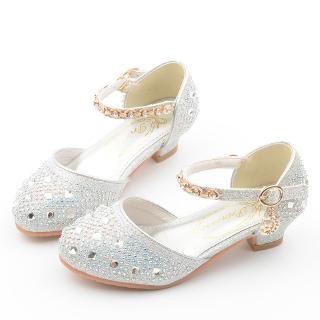 Girls Rhinestone Single Shoes Kids Princess High Heels Beautiful