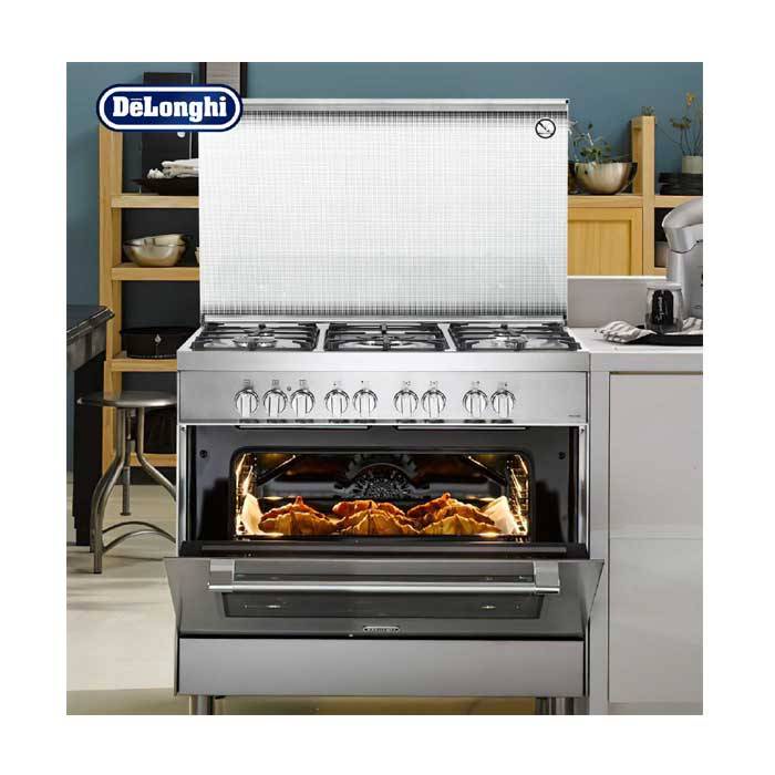 (FREE GAS REGULATOR & FREE BLENDER B-550) Delonghi Professional Range Cooker with Built-in Electric Oven 100L DMX-9823CL