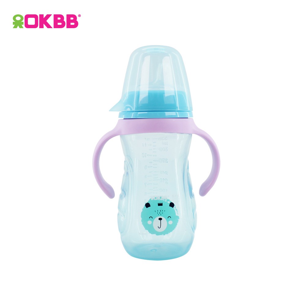 OKBB Twin Pack Baby Feeding Bottle Standard Neck Teats Feeding Essentials 9  Oz (270ml) B231P