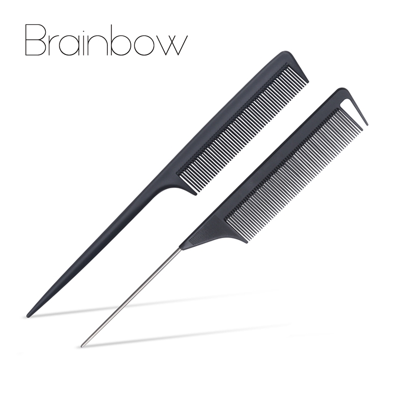 Brainbow 2pcs Fine Tooth Hair Comb Metal Pin Anti Static Carbon