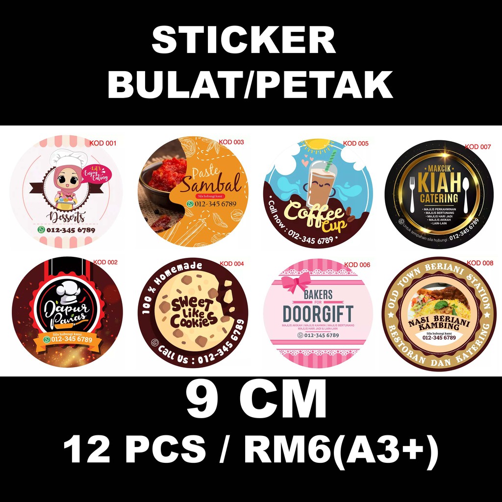 Sticker Bulat Petak 9cm Murah Rm6 12pcs Mirrorkote Shopee Malaysia