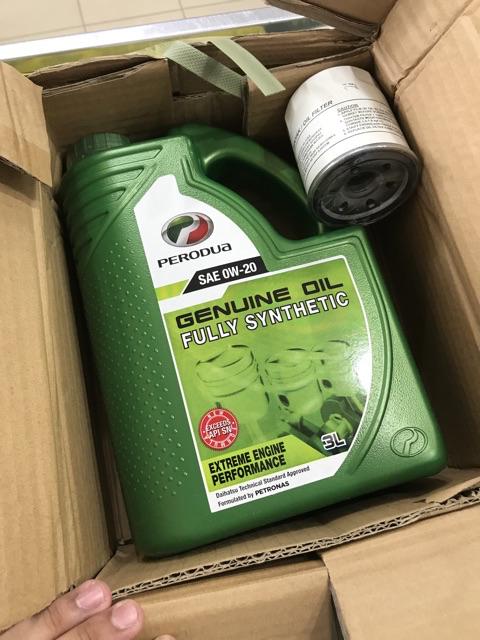 FOC Oil Filter + Perodua Engine Oil , Fully 0W20 ( 3Liter 