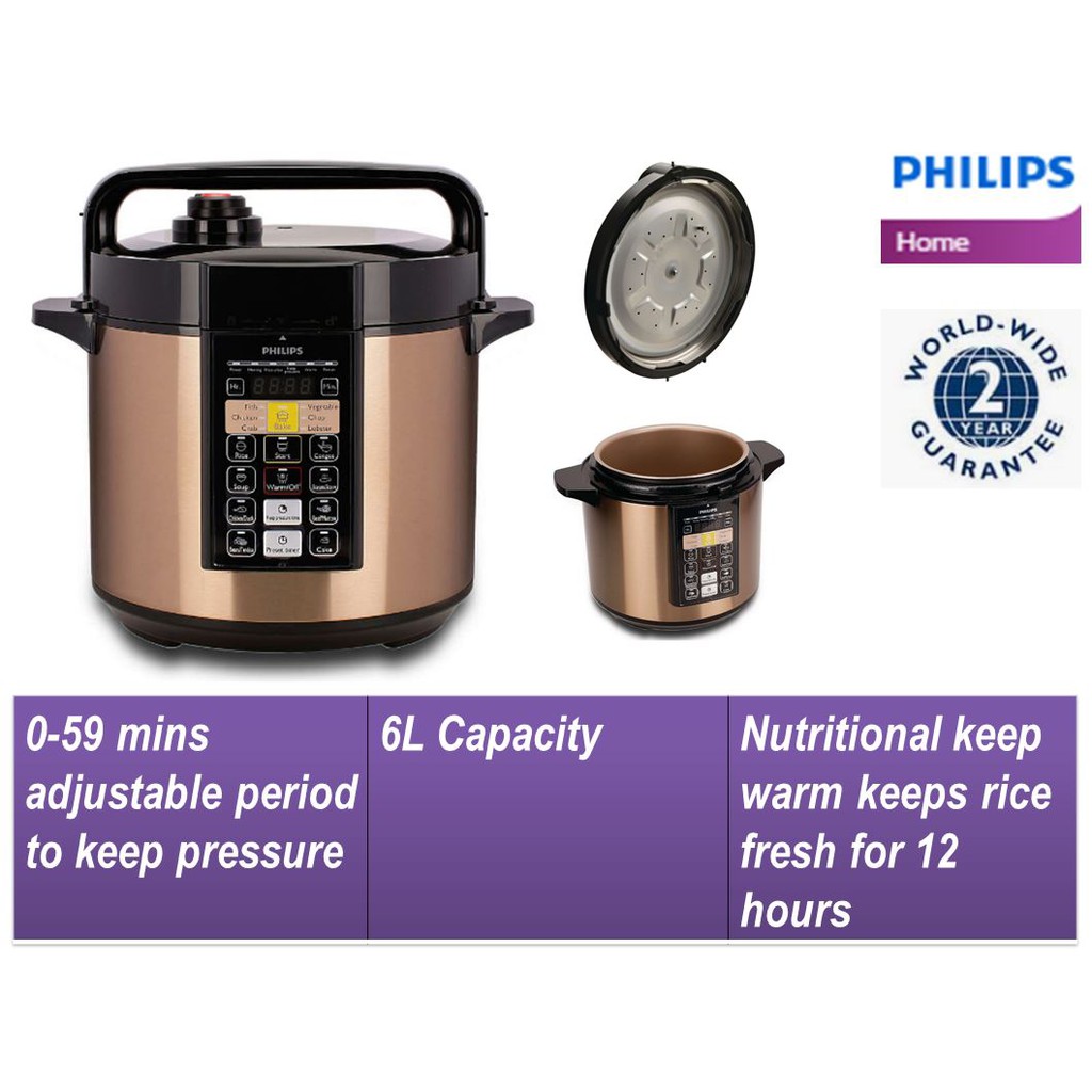 Philips Pressure Cooker Electric 6.0L (Brown) HD2139 Shopee Malaysia