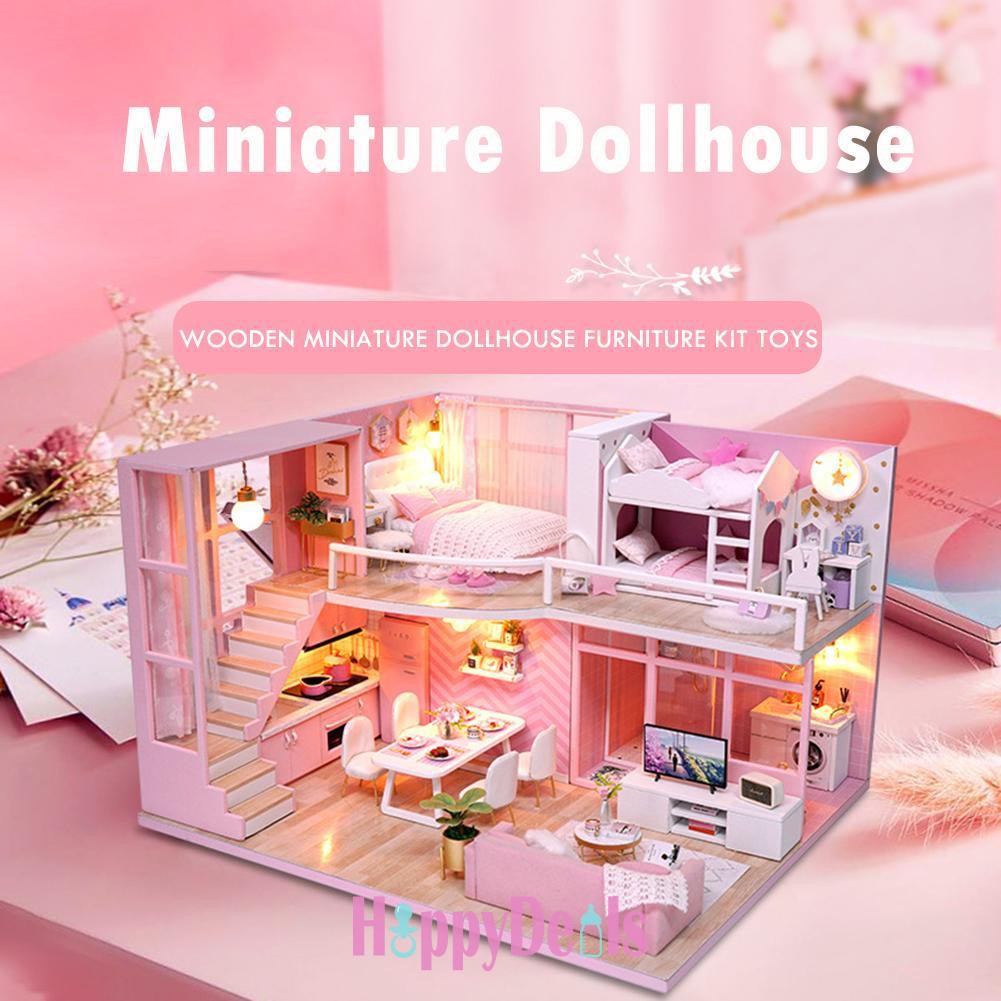 wooden miniature dollhouse