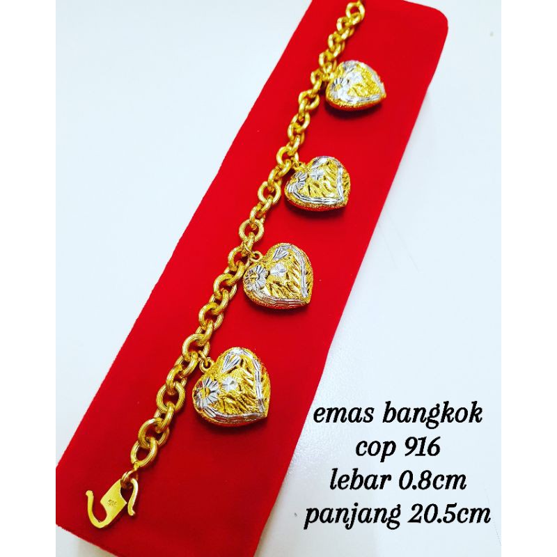 RANTAI TANGAN SAUH LOVE BATIK EMAS BANGKOK COP 916  Shopee Malaysia