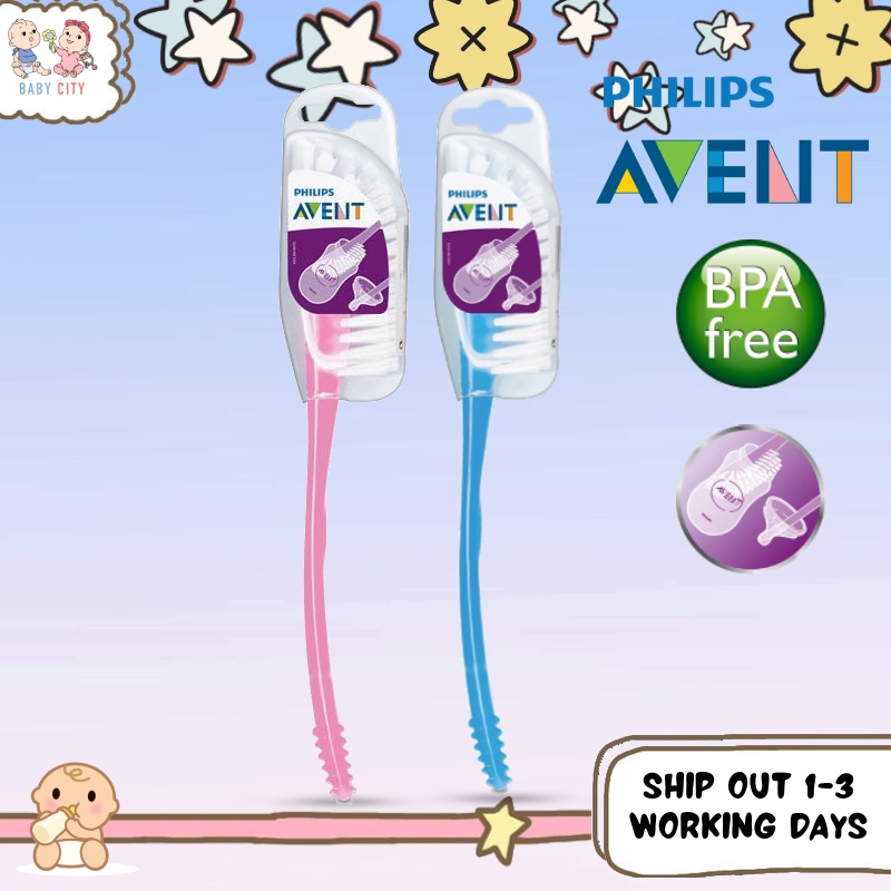 Philips Avent Bottle and Teat Brush Blue/Pink (Berus Botol Susu) Blue