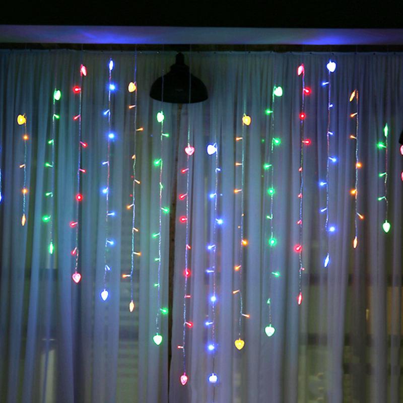 Love Heart Shaped Led Fairy String Light Wedding Curtain Lights