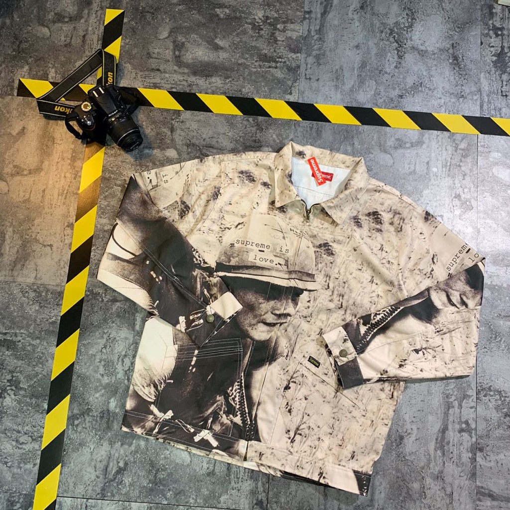 Supreme 19fw supreme is love Denim Work Jacket American soldier 
