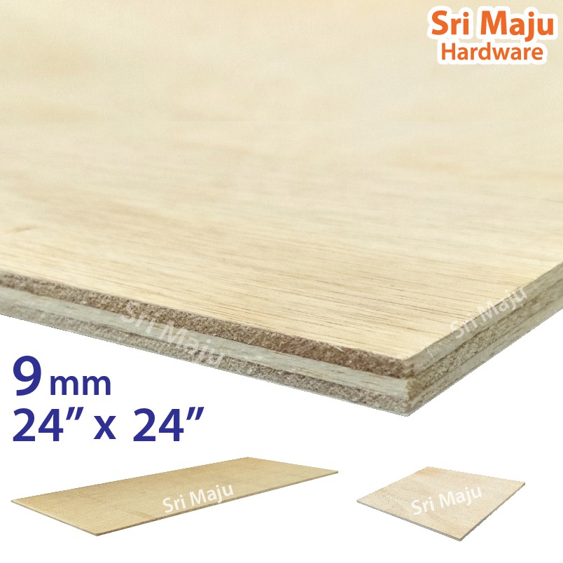 MAJU 2ft x 2ft 9mm Plywood Timber Panel Wood Board Sheet 