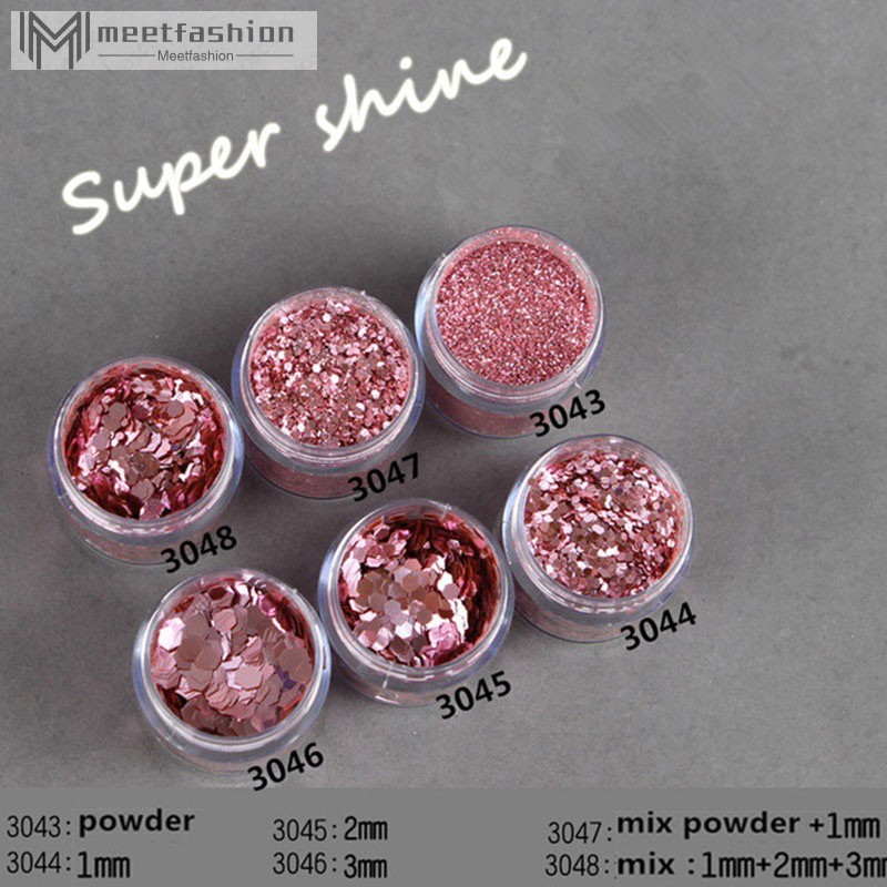 Nail art 1 Box Rose Gold Nail Glitter Powder Sequins Mixed Nail Sparkles  Shiny Glitter Dust Powder N | Shopee Malaysia