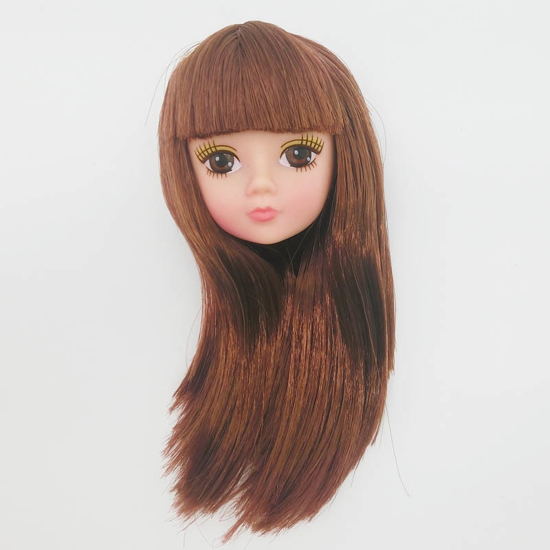 Kids Toy Barbie Doll Head With Long Brown Hair Diy Doll