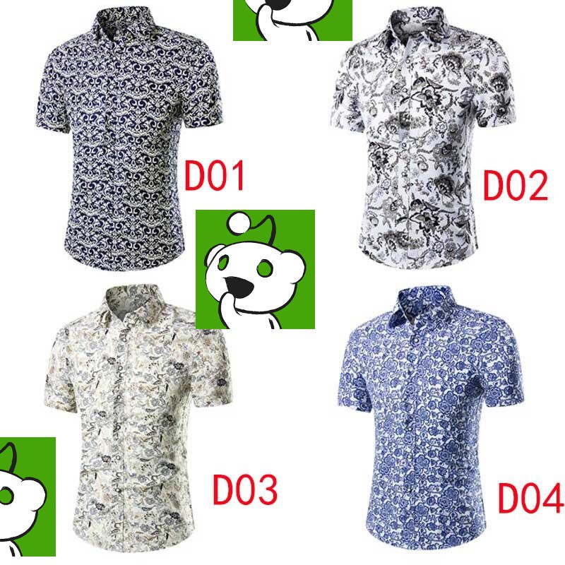  kemeja  lelaki  baju corak batik  bunga  flora men shirt 