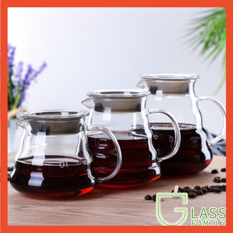 GF Heat Resistant Coffee Pot, Coffee Server, Borosilicate Glass Carafe for Pour Over Coffee Maker 360ml/600ml/800ml