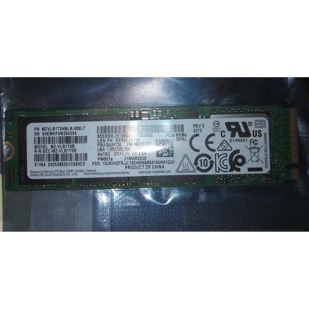 Samsung PM981a 1TB (1024GB) M.2 PCIe NVMe SSD (Model: MZVLB1T0HBLR ...