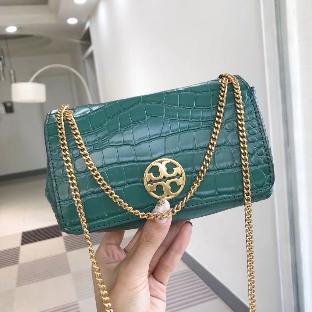 Tory Burch New Style Cowhide chain pouch Fashion Lady's Single Shoulder Bag  crossbody bag green | Shopee Malaysia