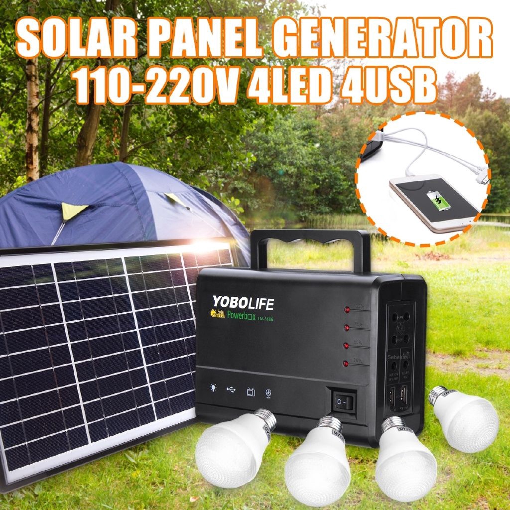 【9.9 Free Gift】Solar lighting system Portable Solar Panels Charging Generator Power System Home