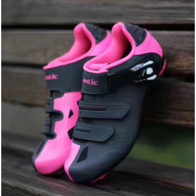 pink cycling shoes