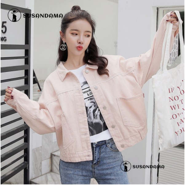 short pink denim jacket