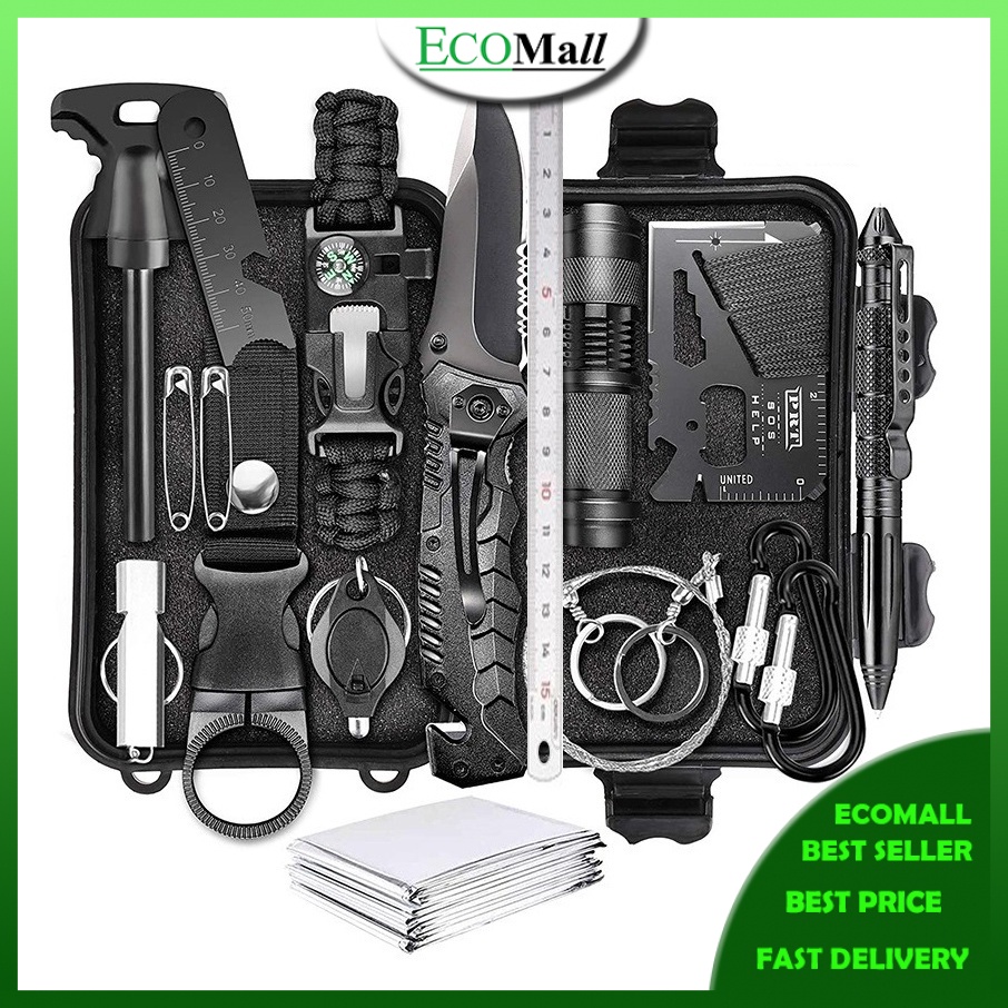NEW 15 in 1 Camping Survival Gear Kits Set Outdoor Multipurpose