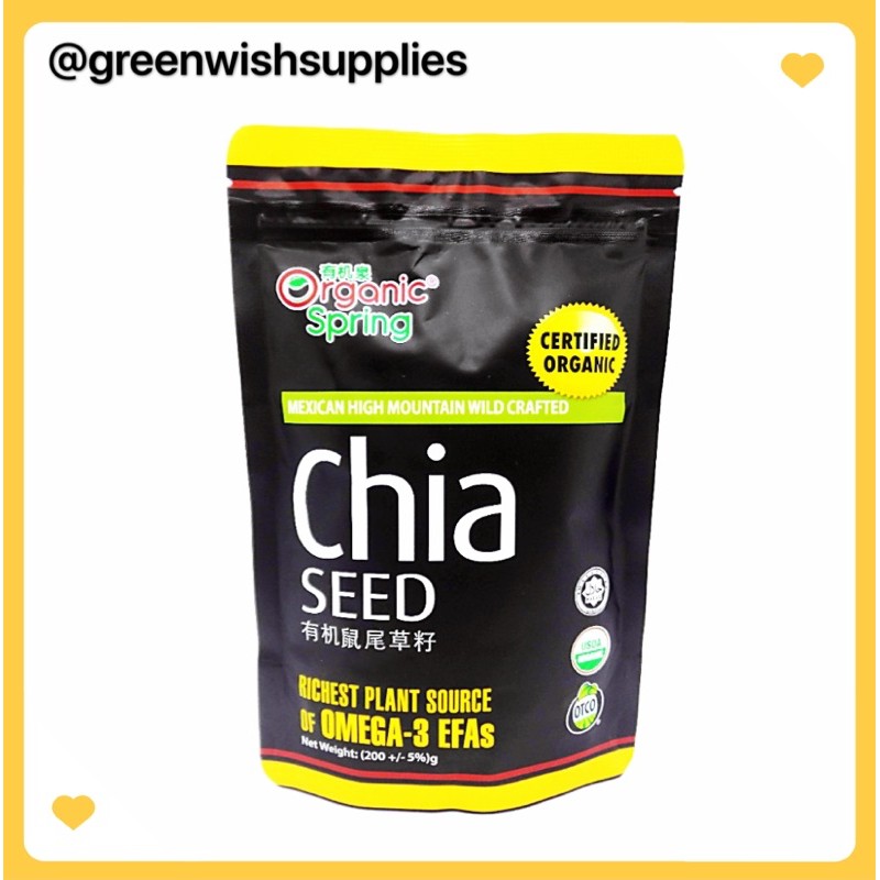 ORGANIC SPRING - Organic Chia Seeds, 有机鼠尾草籽(200g/Pack) Exp:09/2025 [HALAL][Omega 3/6/9][No Preservatives]