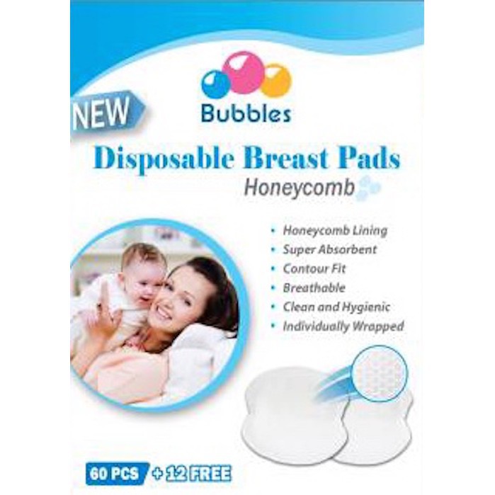 Original Bubbles Disposable Breast Pads Breast Pad Honeycomb 60+12pcs