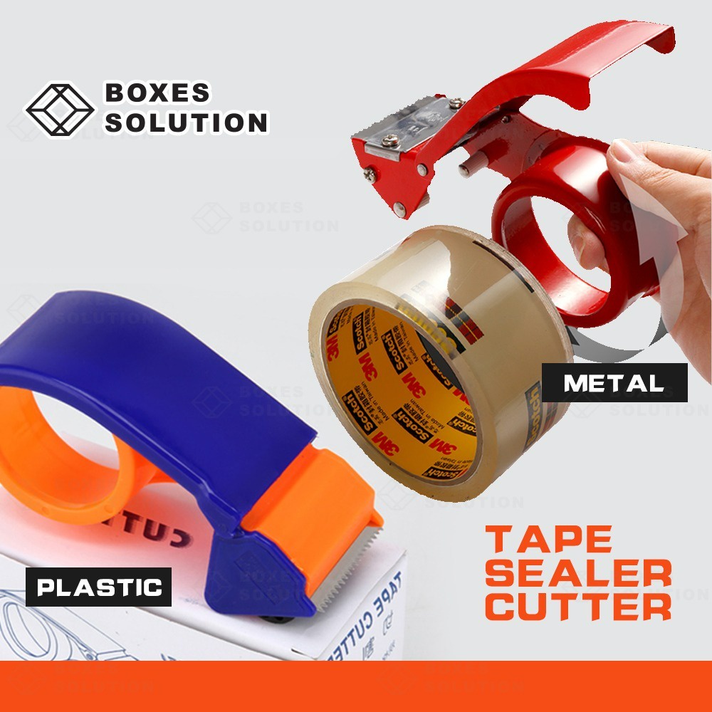 BUDGET SERIES Tape Cutter! Metal Red / Plastic Orange Tape Dispenser