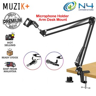 MUZIK+ Pro Desktop Microphone Stand Desk Scissor Arm Microphone Mount Stand Microphone Holder Arm Desk Mount