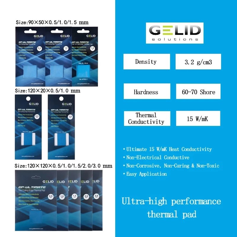 Gelid 15W/mK GPUltimate highperformance Multisize thermal pad CPU/GPU Graphics Card Thermal