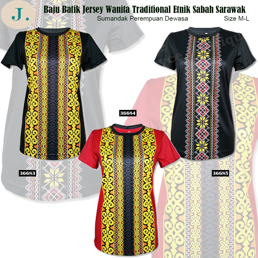 (Small Cutting) Ready Stock!! Baju Batik Jersey Traditional Etnik Sabah ...