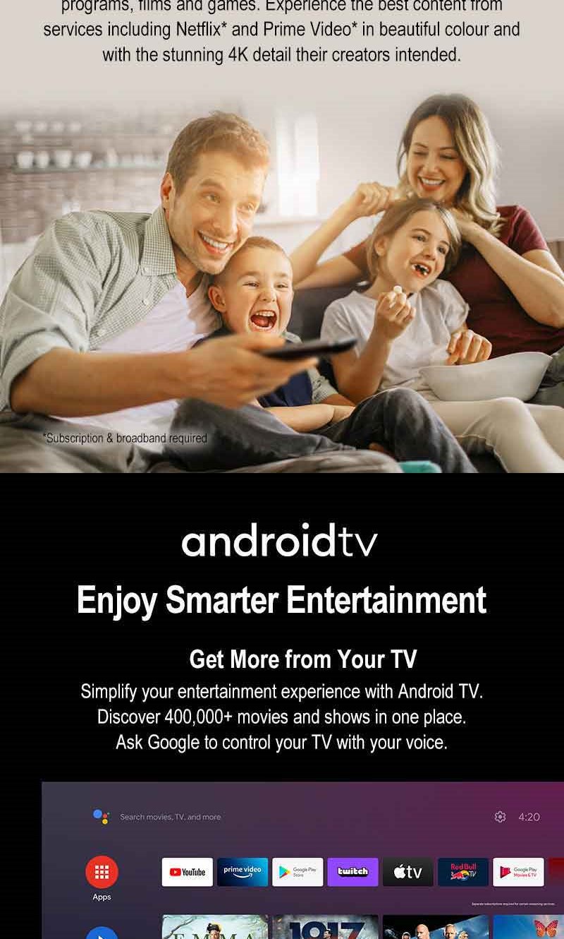 TV Panasonic Android 43" 4K HDR - Google Assistant, Dolby Atmos, Chromecast Intégré