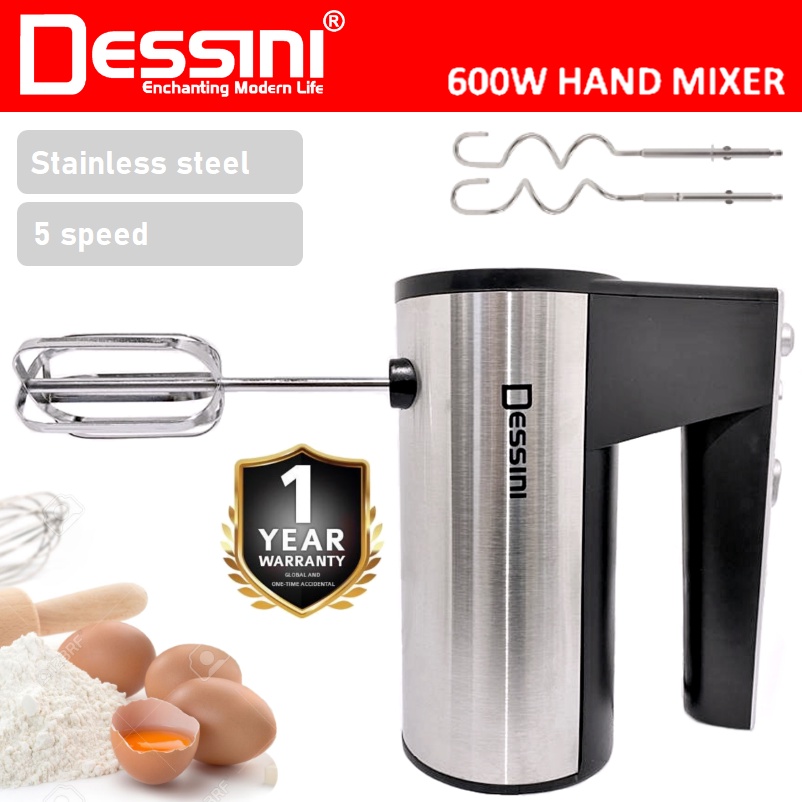 DESSINI ITALY 5 Speed Electric Hand Mixer Egg Beater Blender Grinder Processor Dough Whisk Mesin / Pengadun Bancuh Telur