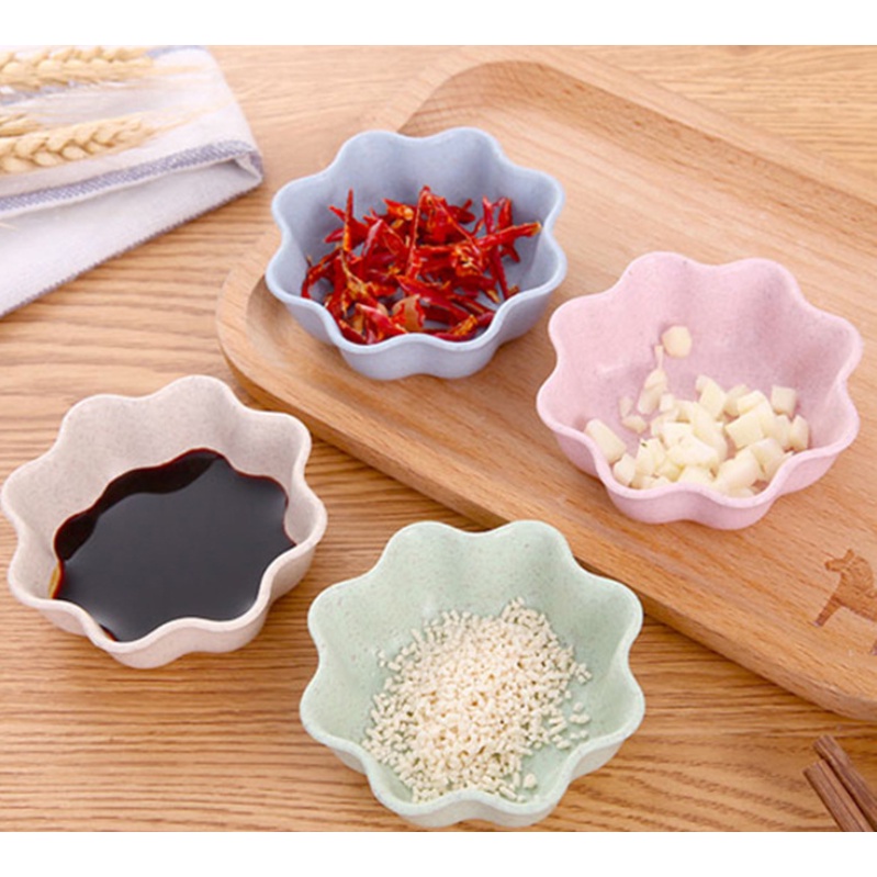 Wheat Straw Hot Pot Dipping Sauce Vinegar Plate Plum Shaped Mini Seasoning Dish Small Bowl Kitchen Tool 迷你梅花形调味盘