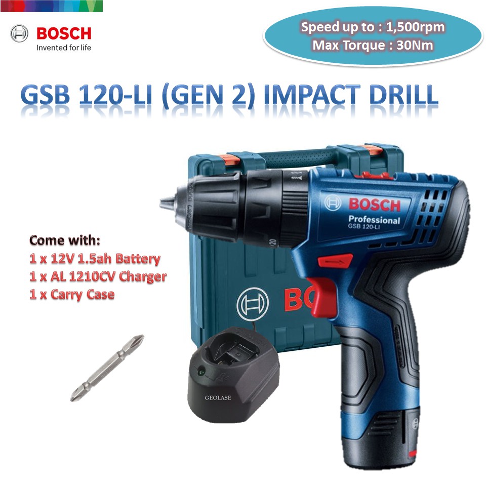 Bosch Gen 2 Gsb 120 Li 12v Cordless Impact Drill Single Battery