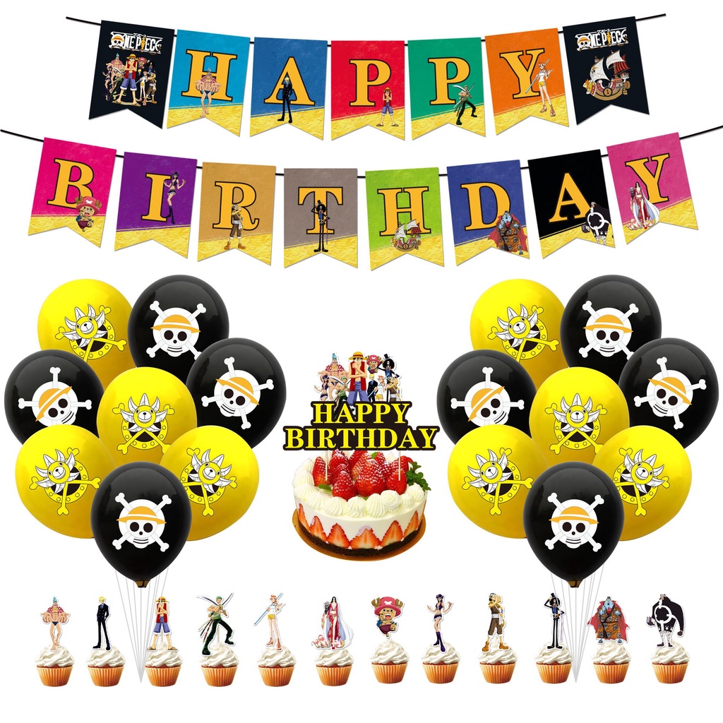 Buy New Anime One Piece Theme Party Needs Decoration Luffy Balloons Cake Toppers Happy Birthday Banner Seetracker Malaysia