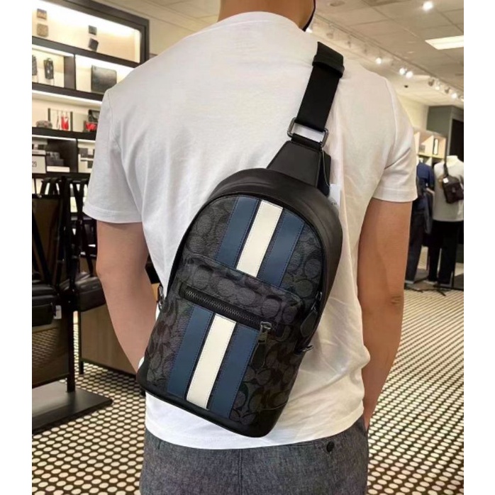 WEST PACK IN SIGNATURE CANVAS WITH VARSITY STRIPE (COACH 2999) | Shopee  Malaysia