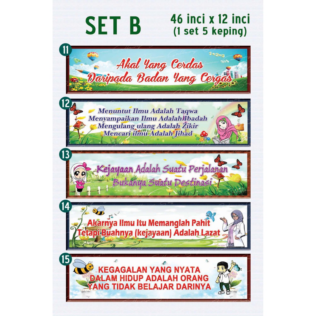 Banner Wallpaper Set Kecerian Kelas Alat Bantu Mengajar Mural Tangga Bahasa Melayu Set B Shopee Malaysia