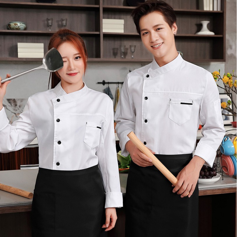 Chef Coat Soft Long Sleeve Kitchen Cook Uniform Unisex Restaurant Hotel Workwear Jackets And Vests 4064