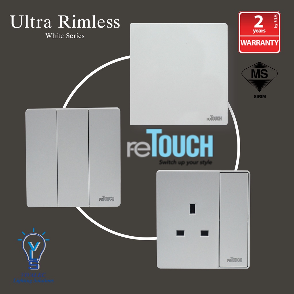 2 Years Warranty [Sirim] Retouch Ultra Rimless Switch Socket Wall ...