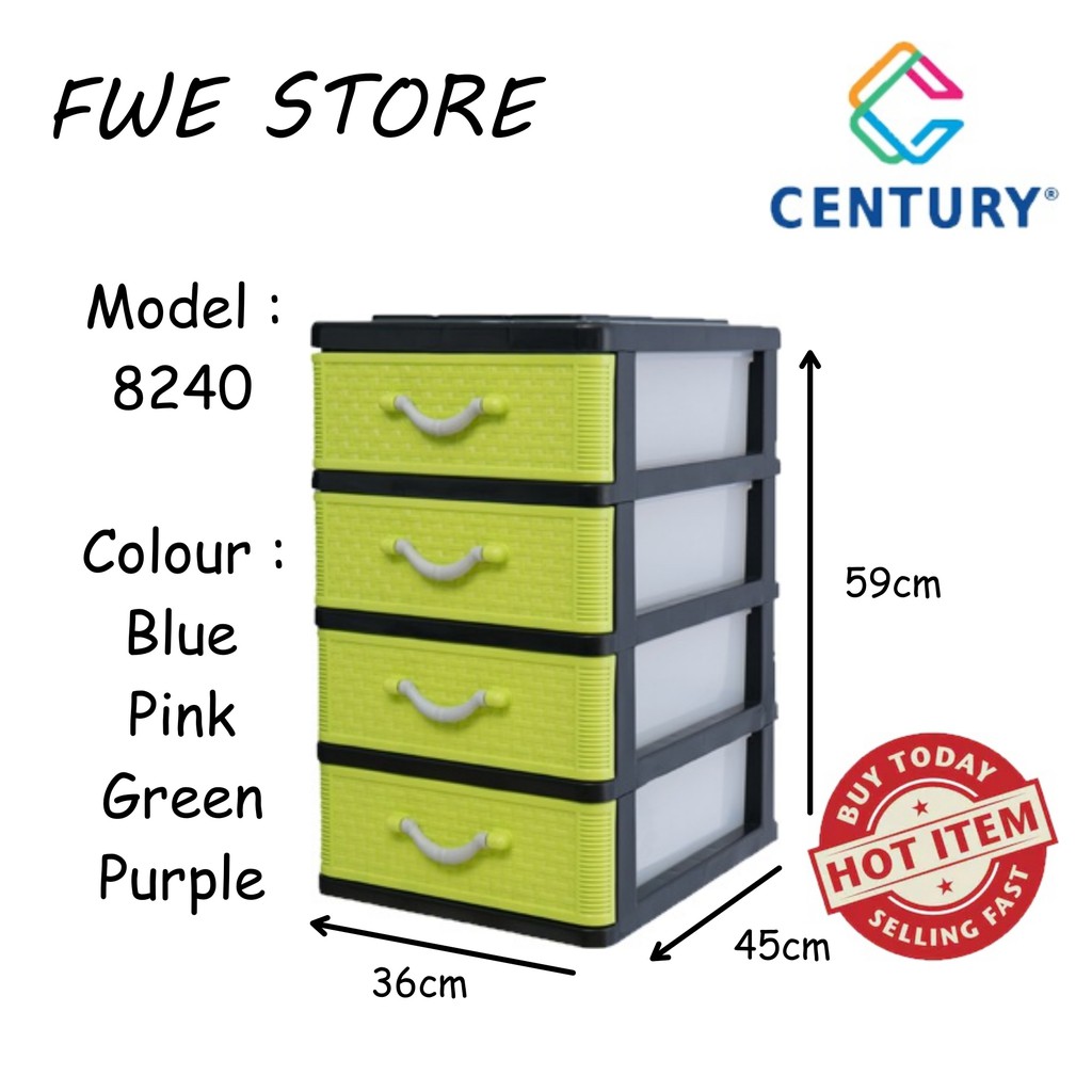 Century 4 Tier Plastic Drawer Storage Cabinet 8240 Shopee Malaysia